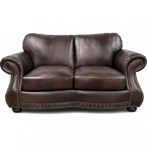 8755 Loveseat in Chesterfield Cowboy Brown Top Grain Leather
